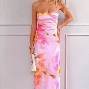 Floral Strapless Maxi Dress